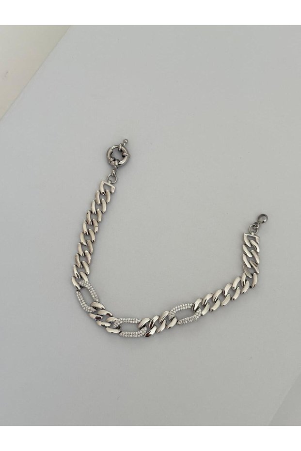 Special Series Gourmet Oval Strip Zircon Stone Xp Silver Color Bracelet