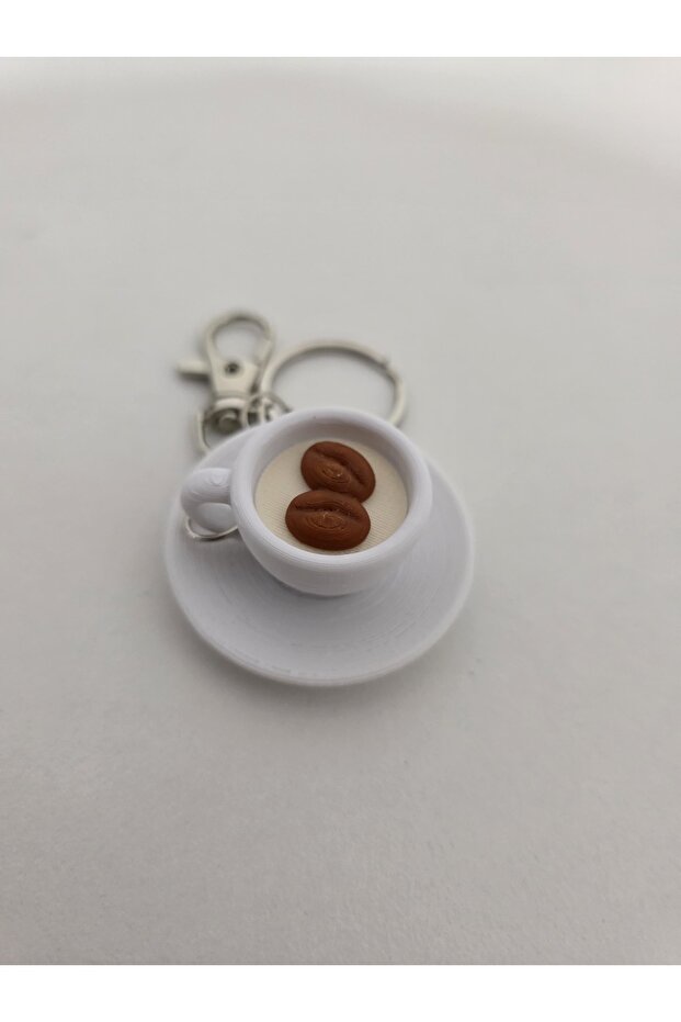 Turkish Coffee Cup Silver Chain Keychain, Bag Charm Ornament