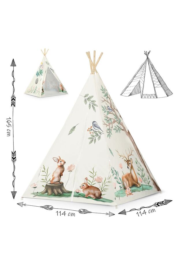Cort tip teepee pentru copii - bej - 6