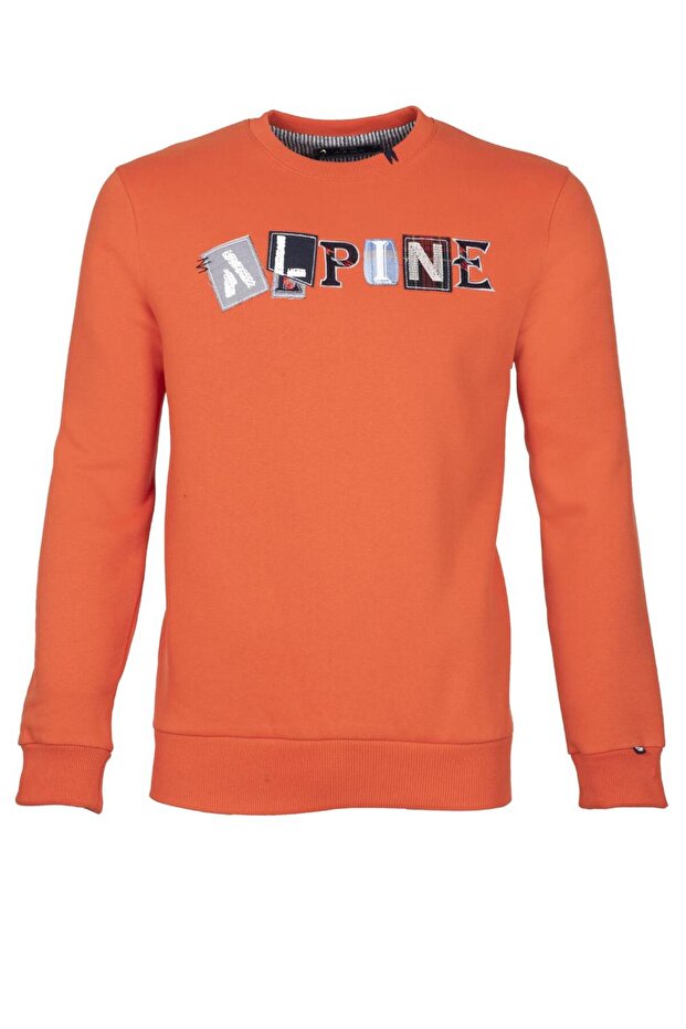 Ar-Ma Men's Crew Neck Sweatshirt with Text Print, Pocketless, Regular Fit, Three Yarns K21124907401