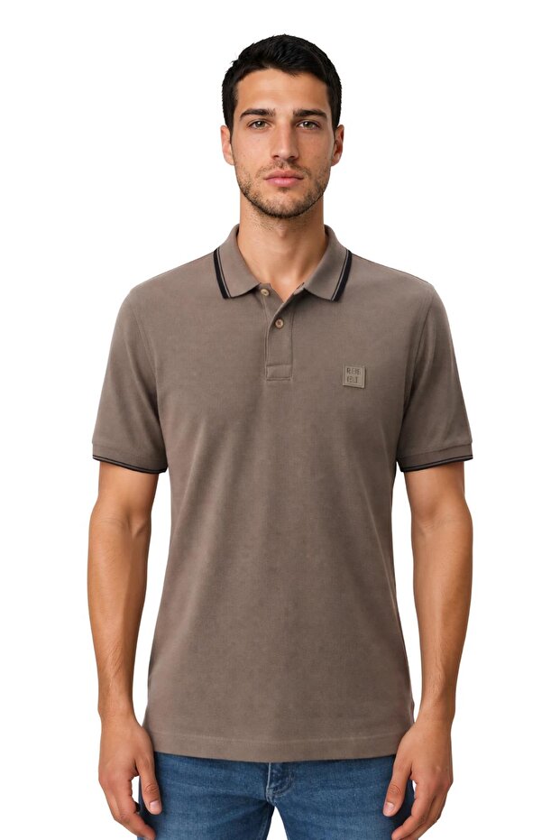 Ar-Ma Men's Polo Collar T-Shirt Unprinted Basic Knitted Fabric Regular Fit 100% Cotton 30/1 Double Collar Peny