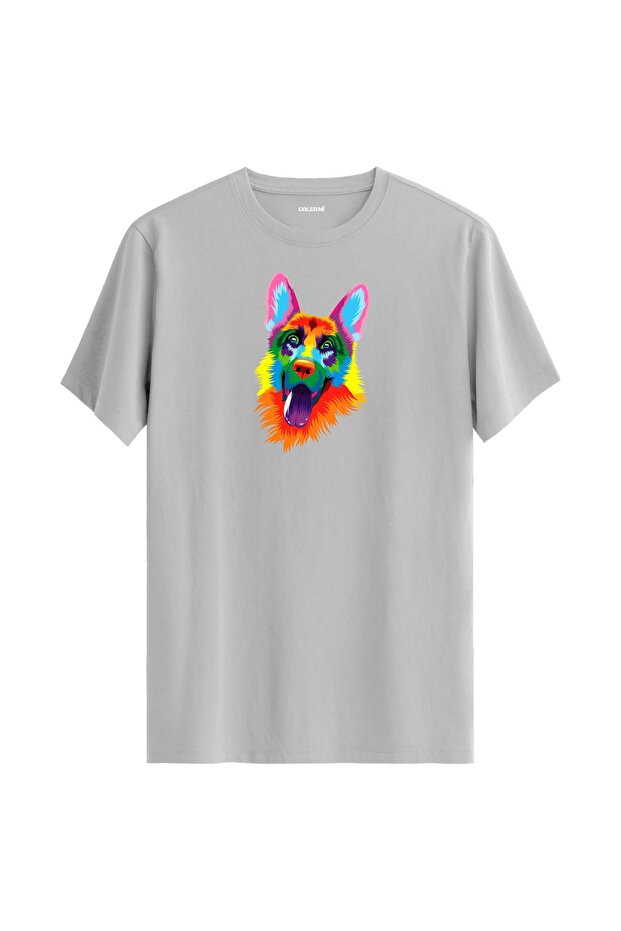 Colorful Rex German Shepherd Dog Printed T-Shirt