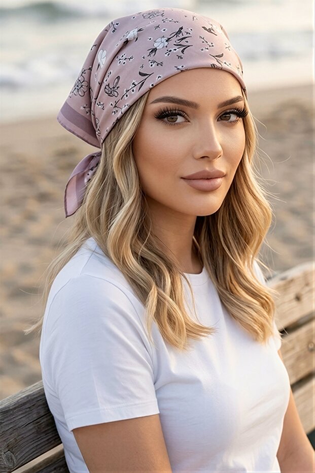 Powder Floral Patterned Bandana
