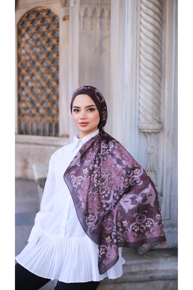 Tulip Pattern Aqua Cotton Shawl