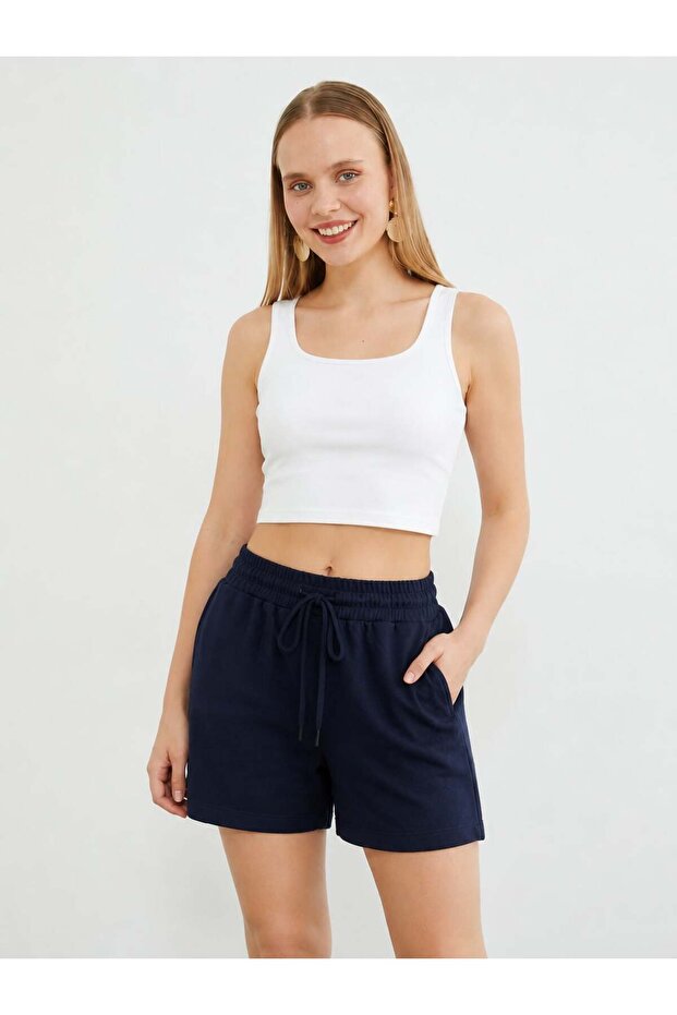 Women's Elastic Waist Modal Fabric Shorts with Pockets 242