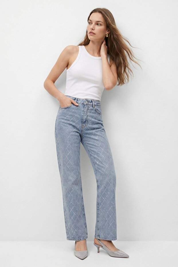 Ara Blue Stone Diamond Pattern Jean 4040 - 1