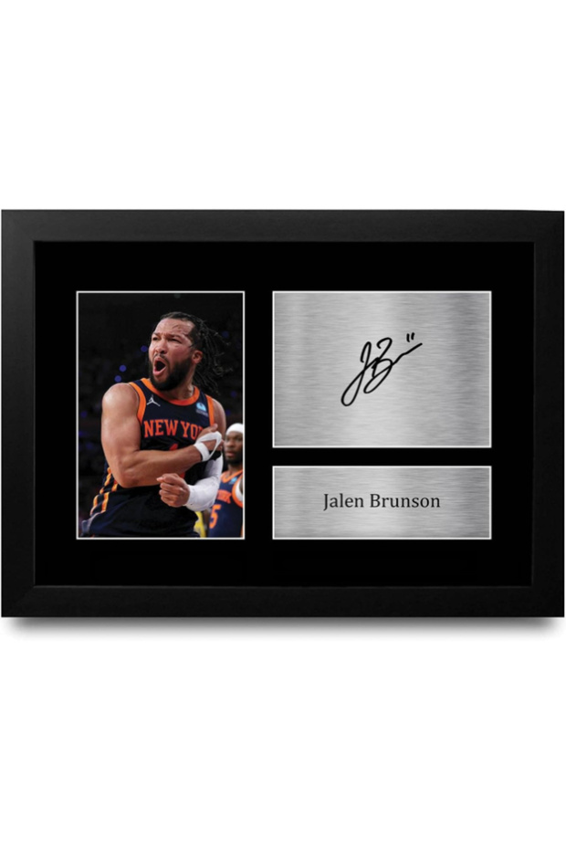Jalen Brunson New York Knicks Gifts Printed Signed Autograph Picture for Basketball Memorabilia Fans - A4 Framed