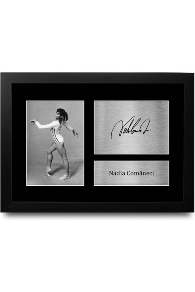 FR A4 Nadia Comaneci Romanian Gymnast Gifts Printed Signed Autograph Picture for Olympic Memorabilia Fans - A4 Framed