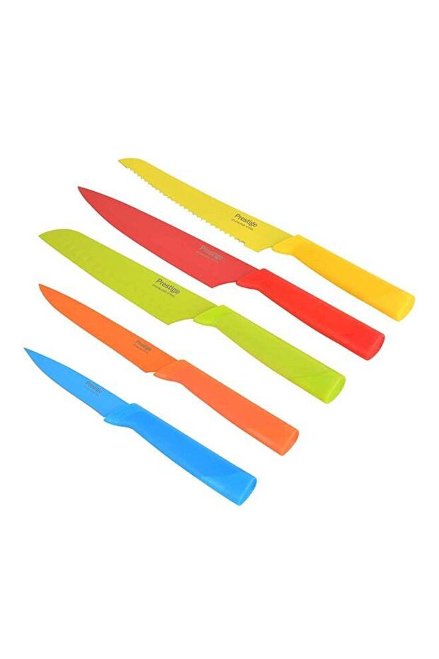 6-Piece Flush Knife Block Set White/Red/Blue