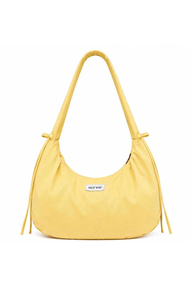 Bow Bag Butter Yellow Women's Lined Baguette Handbag with Bow Detail and Zipper Closure