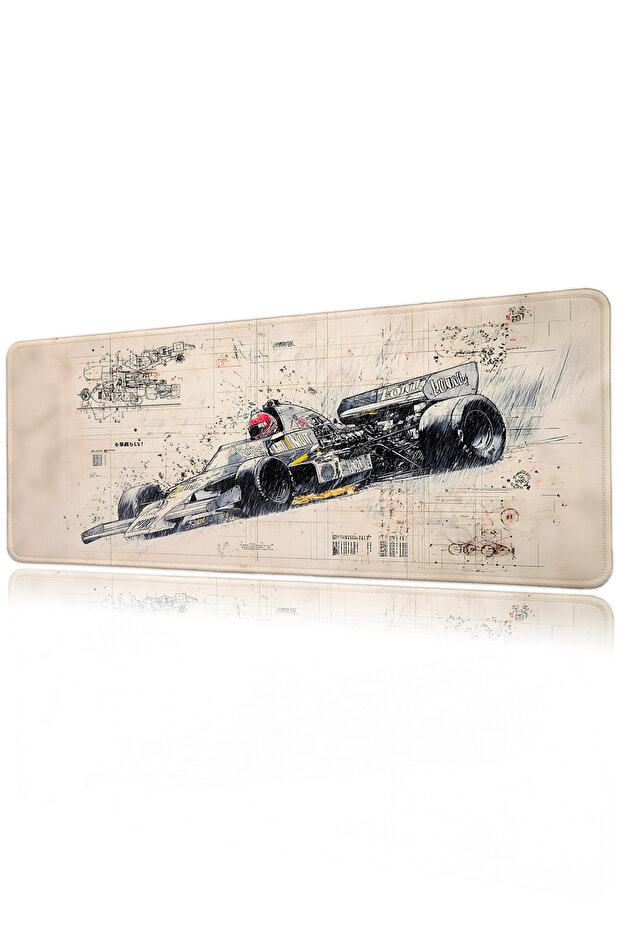 F1 Car 40X90 Patterned Digital Printed Gaming Mousepad XXL with Non-Slip Base