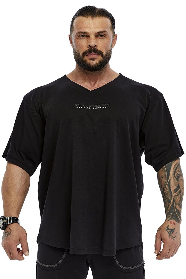 Men's Oversize, V-Neck, 100% Cotton T-Shirt 3385