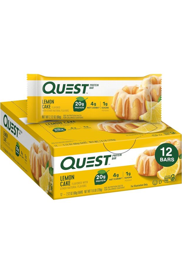 Nutrition Lemon Cake Protein Bars, High Protein, Low Carb, Gluten Free, Keto Friendly, 12 Count