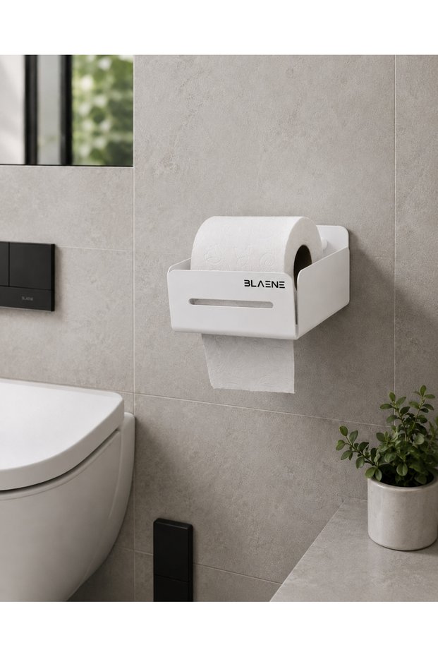 Stainless Steel No Drilling Mounting Adhesive and Screw Closed Case Toilet Roll Holder Wc Paper Hanger Matte White - Bth-007