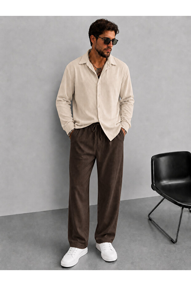 Men's Summer Ottoman Twill Fabric Baggy Pants-Shirt Set