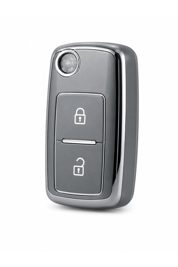 Volkswagen Skoda Passat Golf Polo Jetta Bora Fabia Octavia Compatible 2 Button Nano Key Case Silver Gray