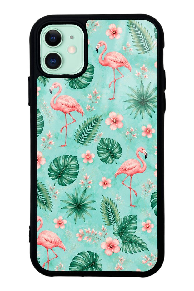 iPhone 11 Tropical Flamingo Design Glossy Phone Case