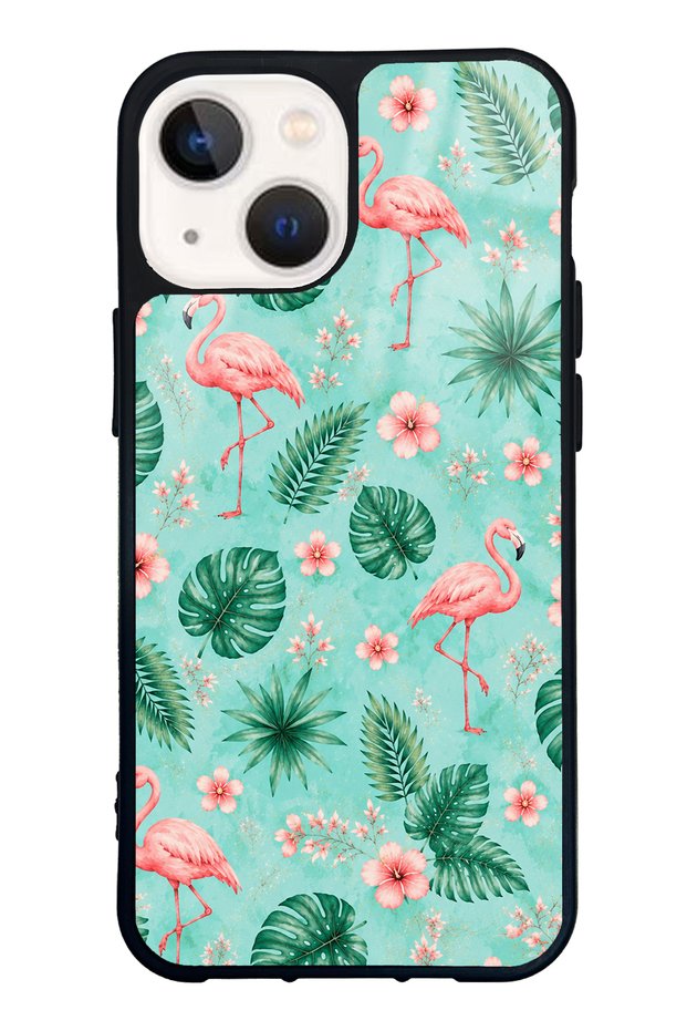 iPhone 13 Mini Tropical Flamingo Design Glossy Phone Case