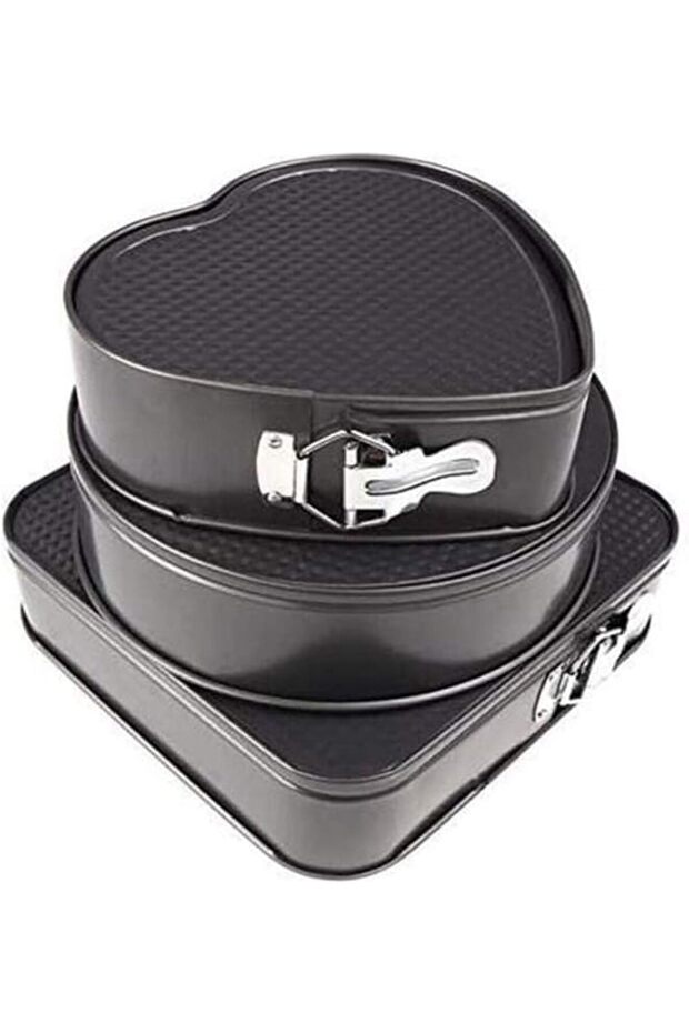 Set Of Three Springform Pans Cake Bake Mould Mold Bakeware With Removable Bottom Round