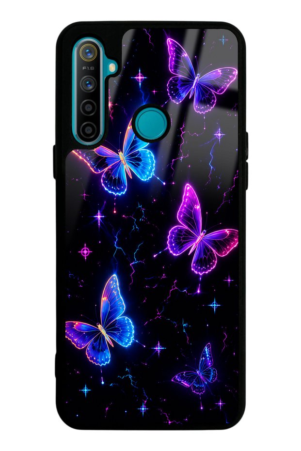 Realme 5I Glossy Phone Case with Neon Butterfly Dream Design