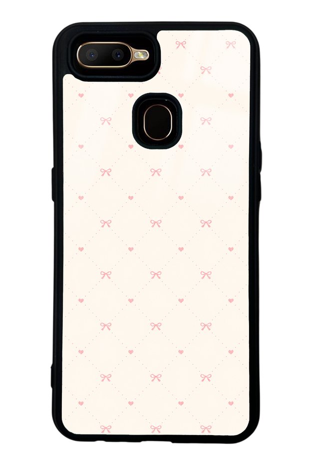 Oppo A5S Cream Pink Coquette Pattern Designed Glossy Phone Case
