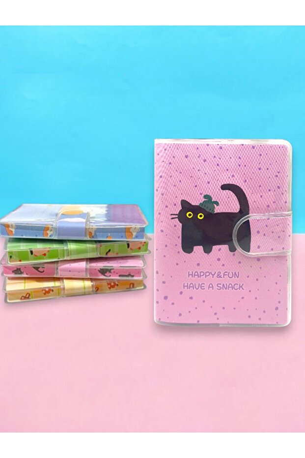 دفتر ملاحظات Happy & Fun Cat A7، دفتر ملاحظات بجيب قابل للإغلاق - وردي