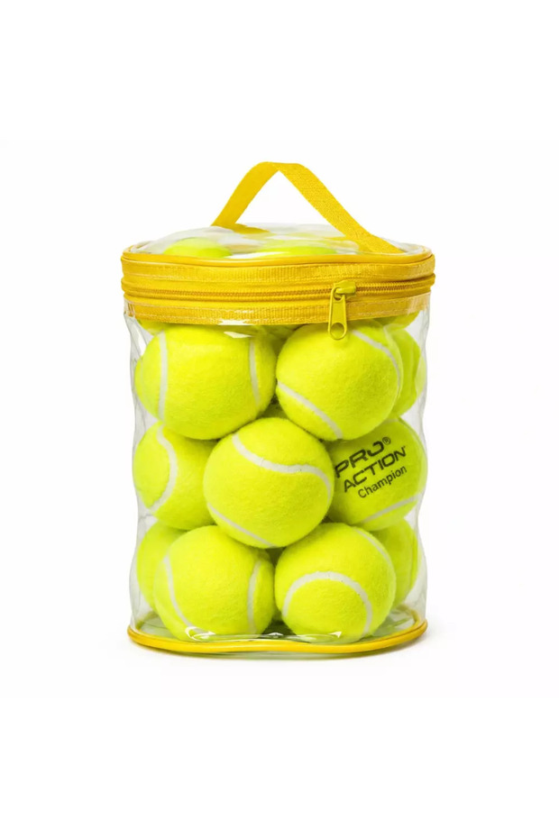 Champion Green Polyester and Rubber Tennis Ball Set- 12pcs
