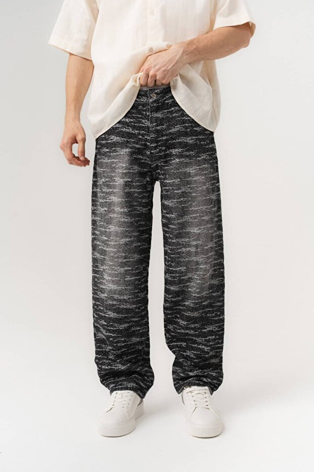 Wave Jacquard Jean Baggy Trousers