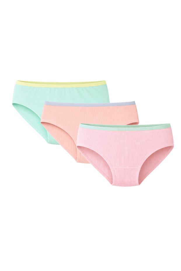 Lycra Contrast Waist Camisole Girls' Panties Colorful 3-Piece Pack