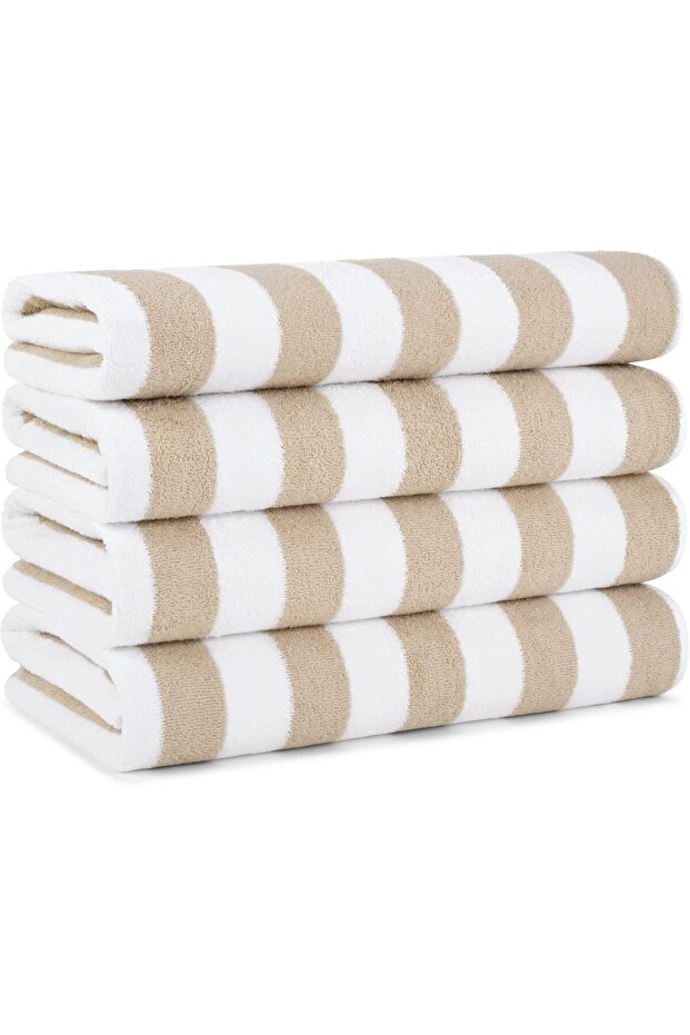 Arkwright Oversized California Beach Towels - (Pack of 4) Absorbent, Quick Drying, Ring spun Cotton, Beige