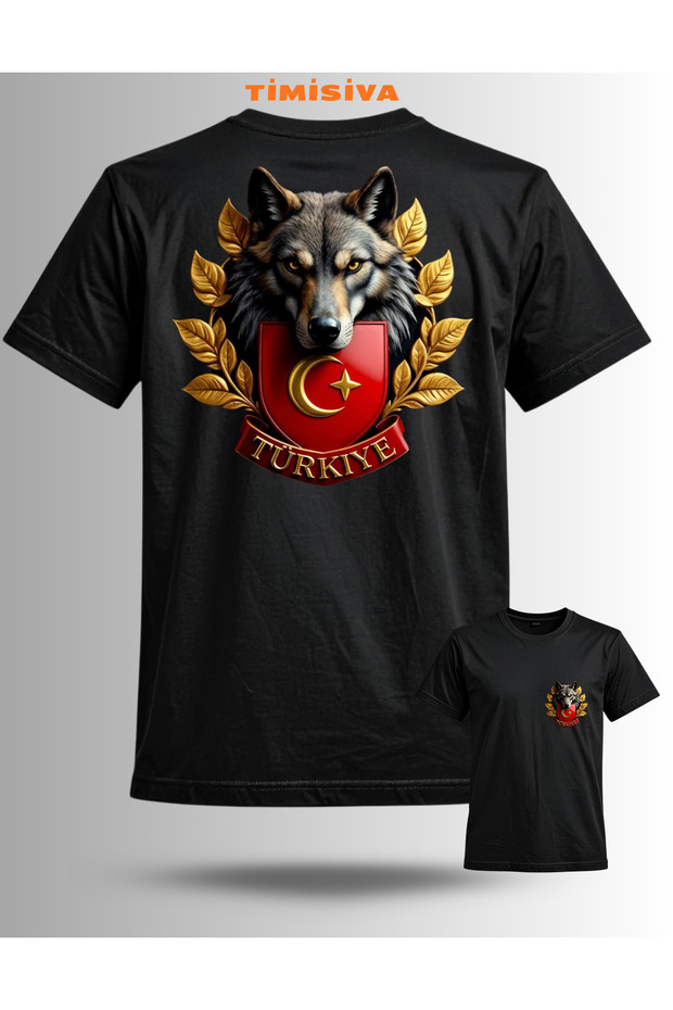 Unisex Oversized Printed Crew Neck Short Sleeve Black T-Shirt