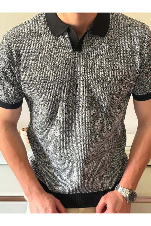 Men's Polo Neck Knitwear T-Shirt