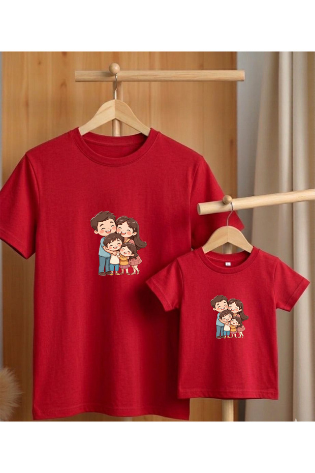 Parent-Child Combination T-Shirt Oversize 100% Cotton Single T-Shirt (for Combination, 2 or 3 Pieces Must Be Ordered)