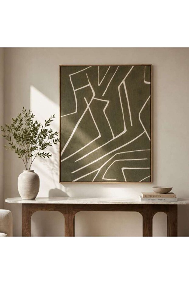 Sterlines Textile Canvas Framed Wall Art 80x100cm - Green