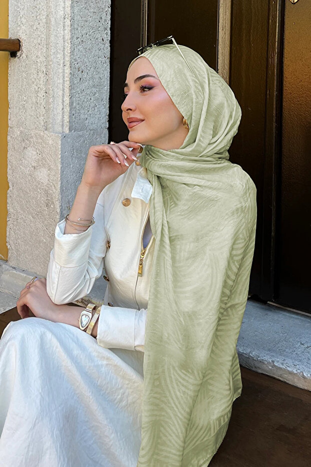 شال جاكار فاخر متوهج - أخضر ناعم