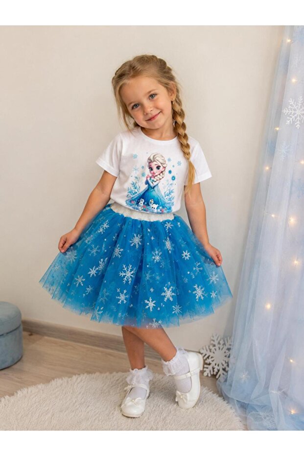 Elsa Themed Top and Skirt Set T-Shirt