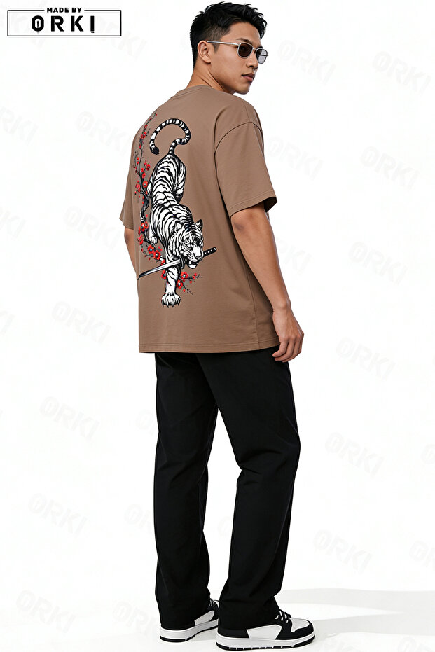 Tiger's Sword Printed Large Size Unisex T-Shirt Pantalon Tracksuit Set