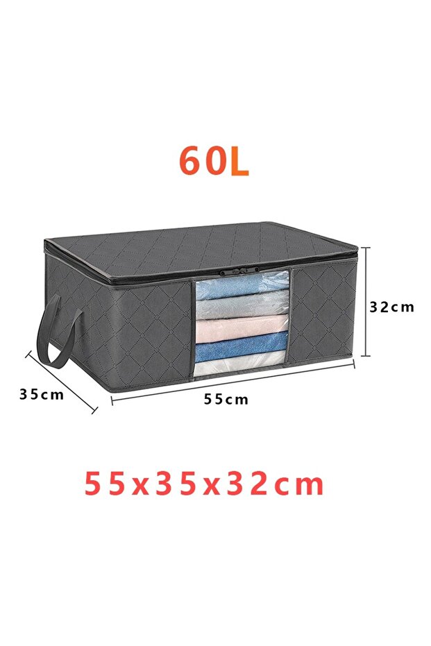 L 1pcs 60L 1/3/6PCS Foldable Clothes Storage Bag Large Capacity Blanket Storage Bag Storage Containe