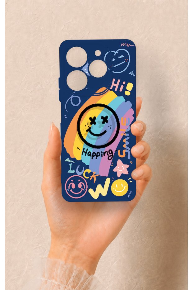 Tecno Spark 10 Pro Compatible Happing Smile Patterned Silicone Case