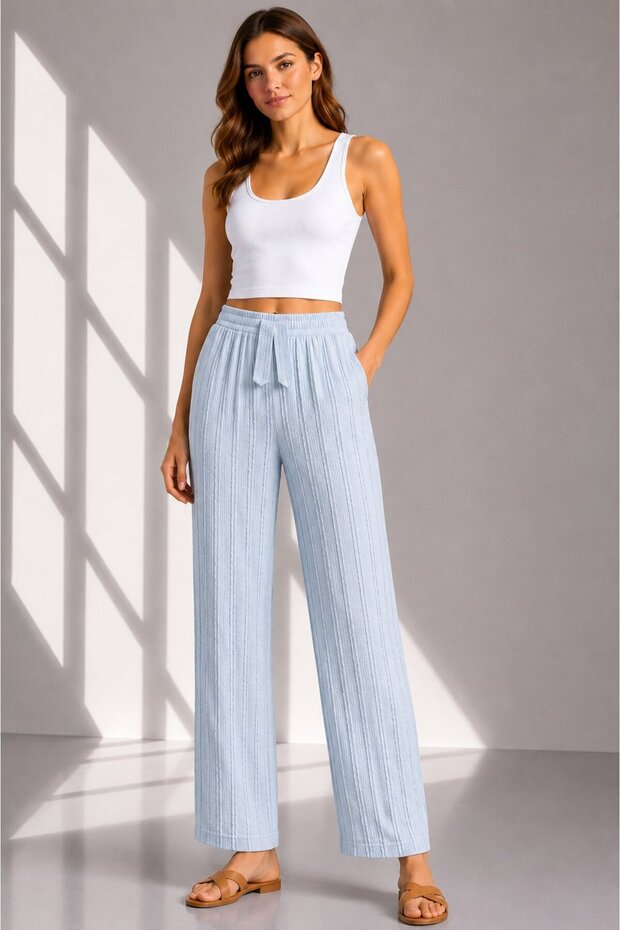 Intive Cool Comfort Muslin/Waffle Fabric Non-See-Through Cotton Breathable Textured Summer Pants