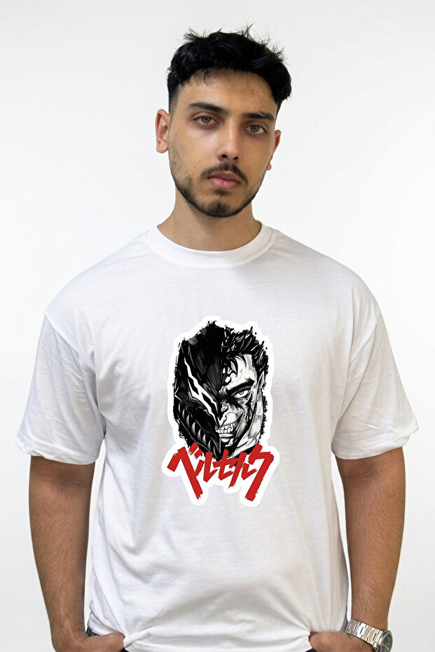 Guts Berserk_3 Design Printed Oversize White T-Shirt