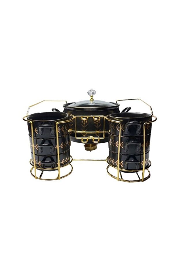 Tableware Ceramic Soup Bowl Pots Luxury Soup Tureen Set With Steel Stand