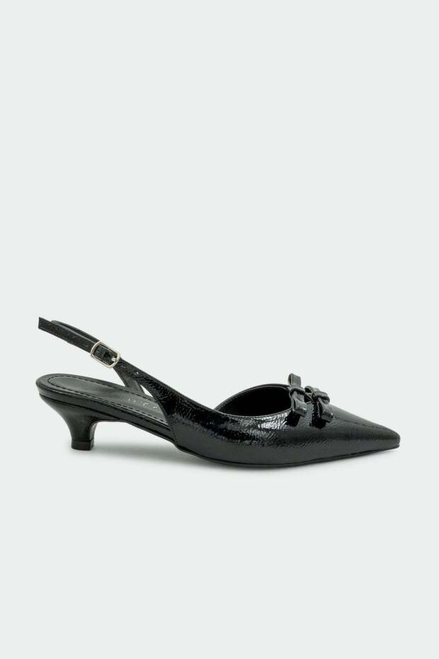 Epsy Bow Detail Women's Black Heeled Shoes