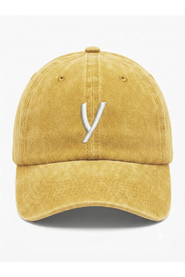 Y Lettered Yellow Embroidered Washable Vintage Unisex Hat