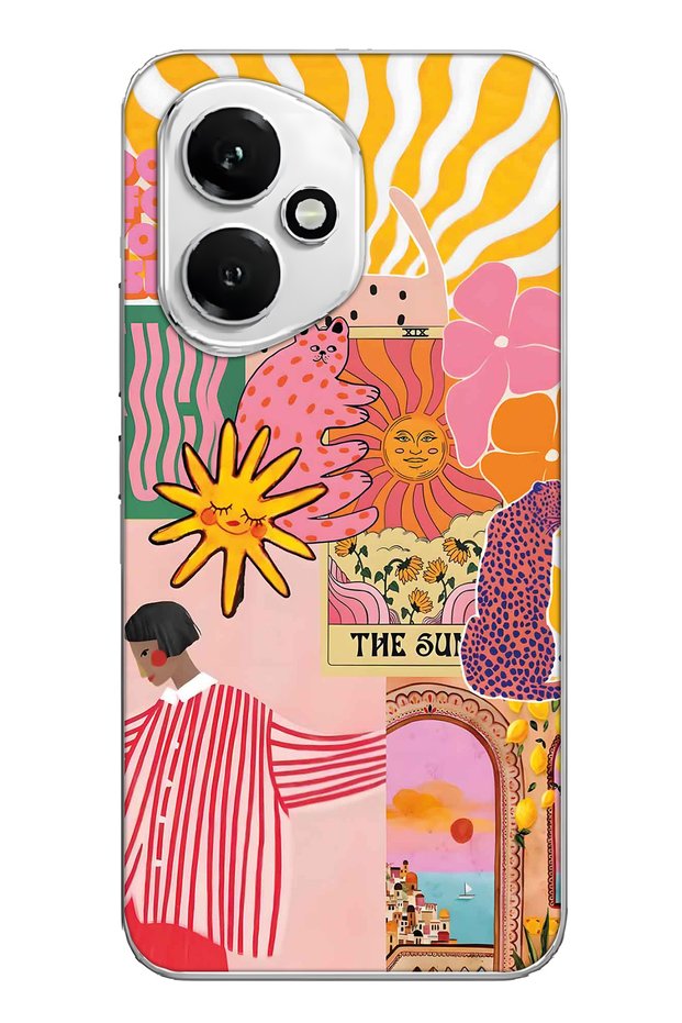 Honor 400 Compatible Abstract Art Collage Pattern Transparent Phone Case