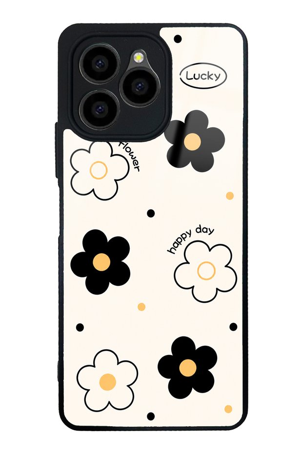 Omix X6 White Glossy Phone Case with Lucky Happy Day Design
