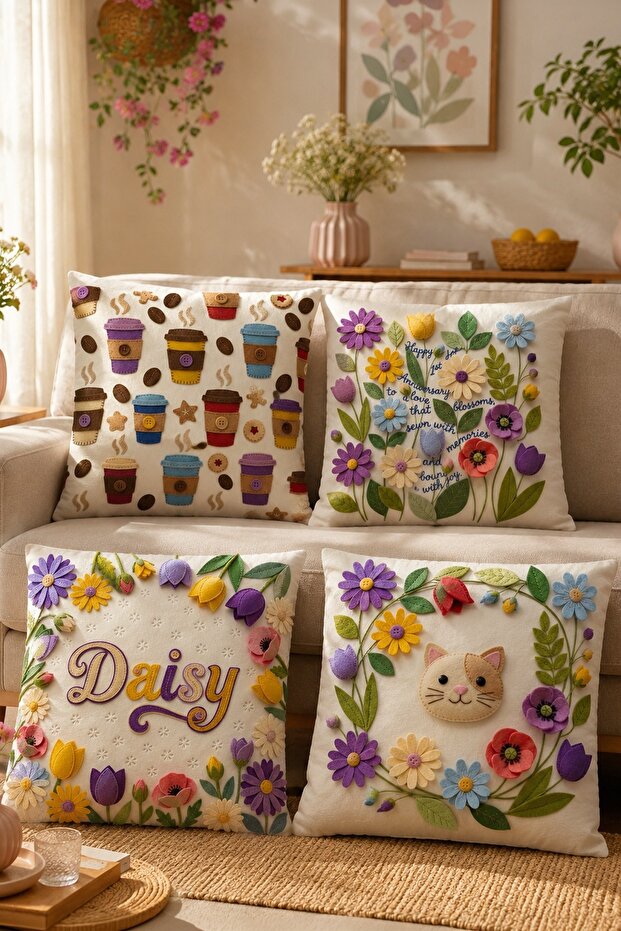 Leopard Embossed Patterned 4-Piece Throw Pillow Cover Set