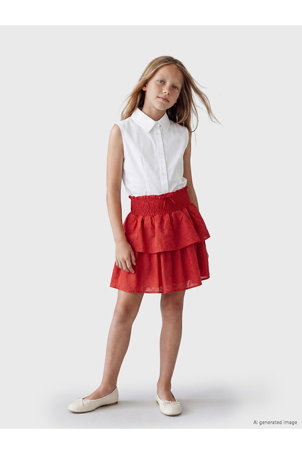 Vizyon New Season Girls' Layered Ruffle Shorts Skirt