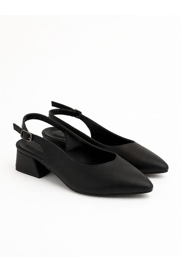 Black Matte Women's 5 cm Classic Heeled Shoes 7115