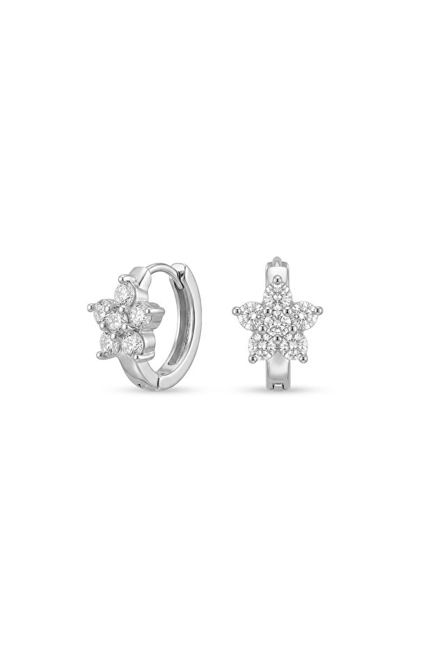 Steel Zircon Floret Earrings